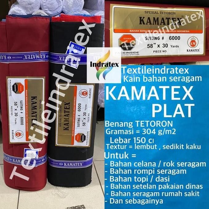 Tersedia ( per 1 roll ) kain celana rok baju seragam KAMATEX PLAT rollan lebar 150 cm 27 meter bahan