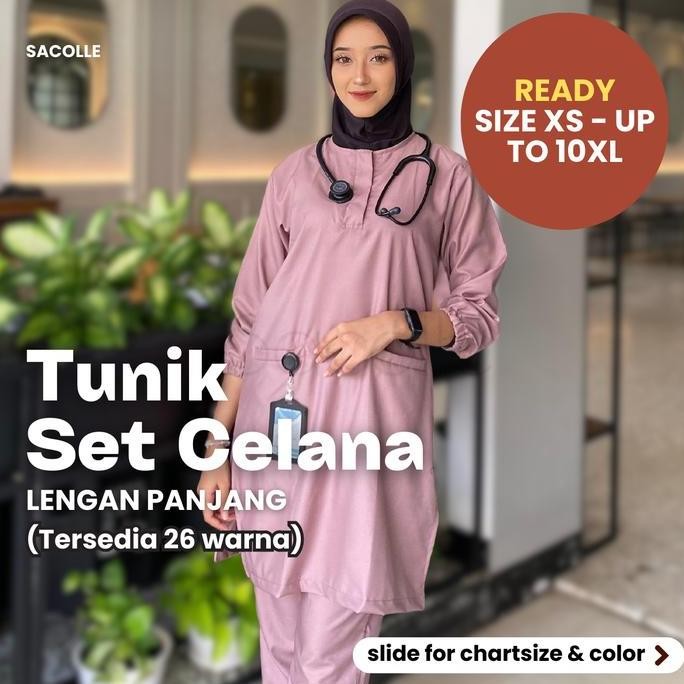 Tersedia BAJU JAGA TUNIK SET CELANA LENGAN PANJANG SMALL - BIG SIZE JUMBO / Baju OK / Baju Jaga / Ba