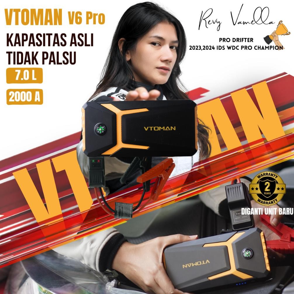 Vtoman V6 Pro 10000mAh Jump Starter Aki Portable Powerbank Jumper Aki