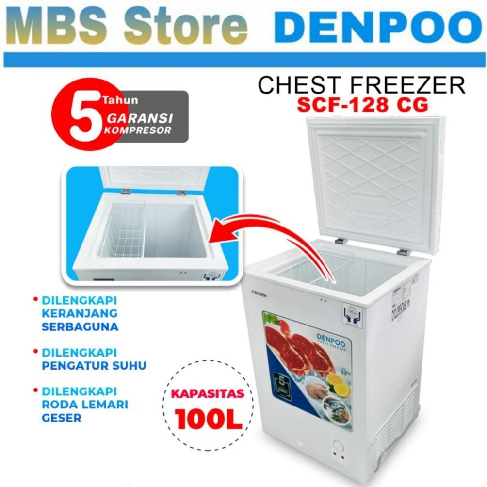 NEW Chest Freezer Box 100 Liter Denpoo SCF 128 CG Food Frozen