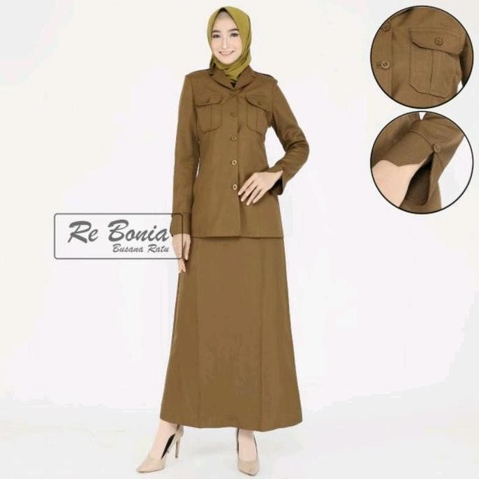 Tersedia Seragam PDH Kheki Tua Wanita Baju Dinas PNS,ASN,GURU,Seragam ASN Wanita Kheki Tua Pakaian K