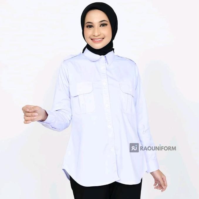 Tersedia Kemeja putih lengan panjang/Baju seragam kerja formal/Seragam kerja wanita dan pria/Baju ke