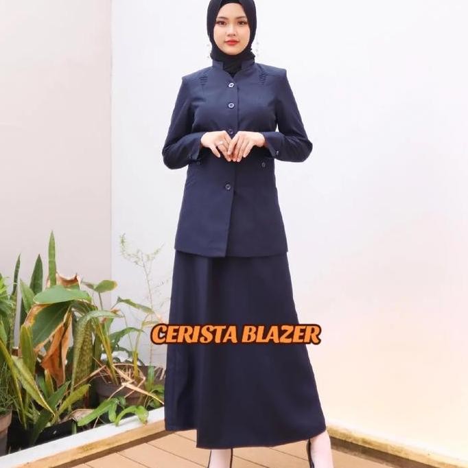 Tersedia Seragam guru Navy katun/tipis set Rok A (228)