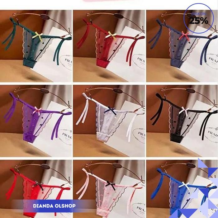 CELANA DALAM THONGS WANITA SEXY HOT TALI BORDIR HATI TIPIS CD C239 TERBARU