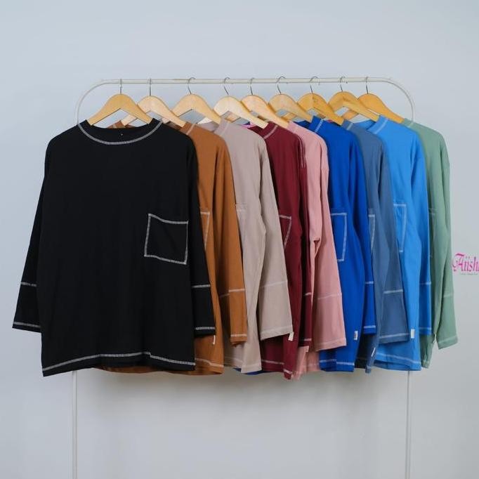 Tersedia AIISHA | Kirani Kaos Cotton 100% | Atasan Kaos Wanita Panjang Bahan Katun Premium | LD 110-