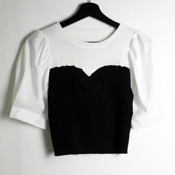 (Expert) AJW [HAF] Blouse Rajut Wanita Lengan Pendek | Blouse Rajut Lengan Balon Pendek | Blouse Cro