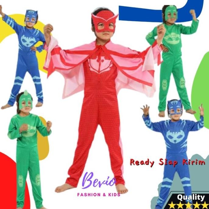 Tersedia Baju Kostum PJ Masks Anak Karakter Gecko Owlette Cat Impor Laki Cewek