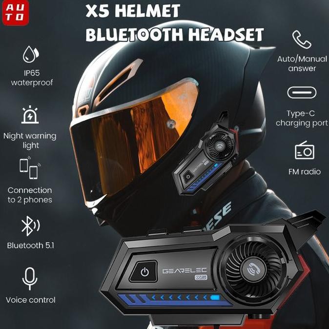 Grosir Bluetooth Intercom Helm Gearelec | Bluetooth Helm Interkom ( Water Proof ) Headset Intercom