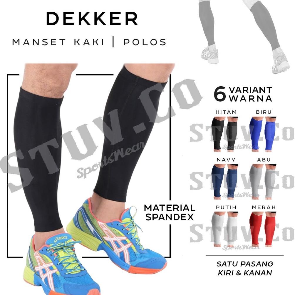 (SATU SET) PELINDUNG BETIS DEKKER DEKER MANSET KAOS KAKI OLAHRAGA JOGGING LARI VOLY SEPAKBOLA FUTSAL