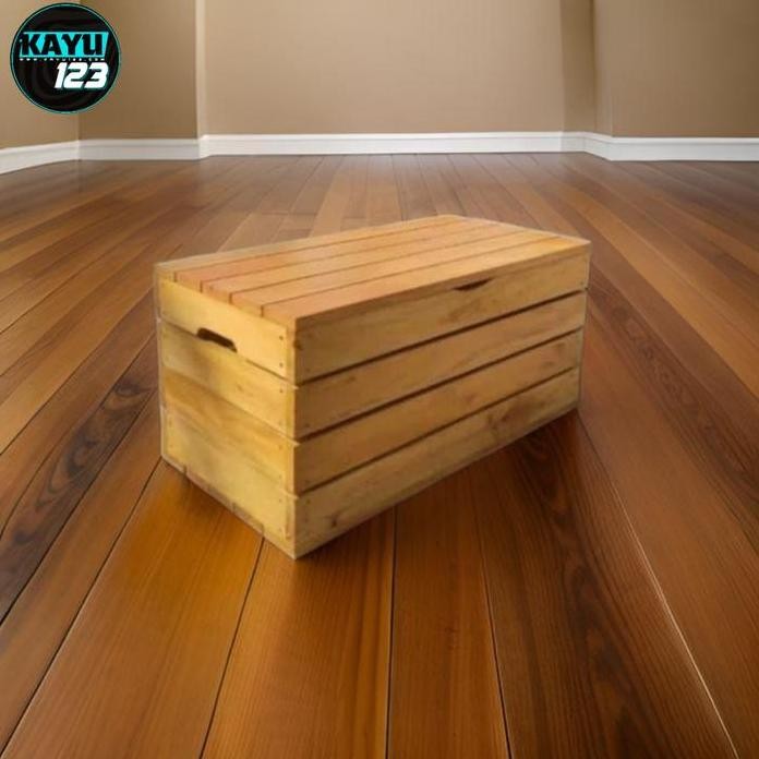 

Terlaris Wooden Crate Kotak Peti Kayu Tutup Storage Box Penyimpanan Serbaguna / 100X45X45 Cm