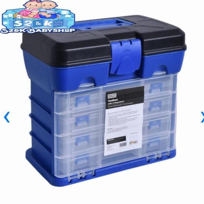 

Terlaris Masterspace Kotak Perkakas Dengan 4 Organizer - Biru/Plastik Toolbox