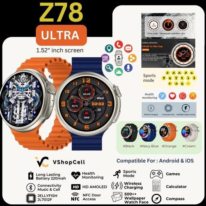 TERMURAH - SMARTWATCH Z78 ULTRA AMOLED & NFC Support  Android & iOS