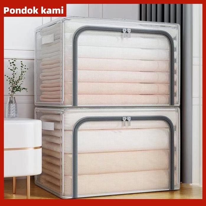 

Terlaris 66L /110L Kotak Penyimpanan Penyelenggara Keranjang Storage Box Serbaguna Lemari Pakaian Box Penyimpanan Tempat Rangka Baja Kain Nilon Lipat Kotak Penyimpanan Transparan Tahan Air Mainan Stainless Organizer Box Storage