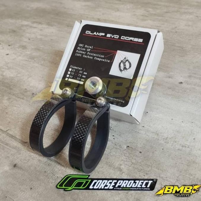 Klem Knalpot Corse Project Evo Double Carbon 63 70 mm / Clamp Kleman Kenalpot Silencer 2tak Ninja RX