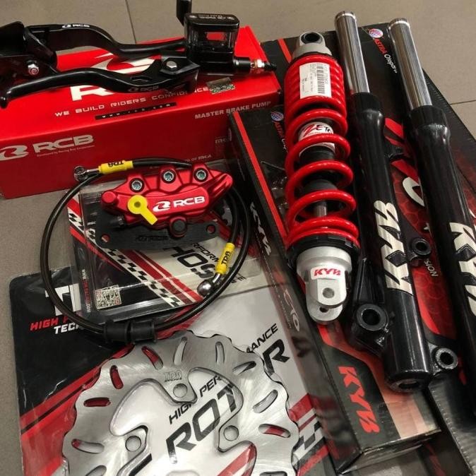 Paketan Master Rem RCB E3 Kotak 14mm set kanan kiri+Shock Shockbreaker Depan Belakang KYB Zeto 310mm
