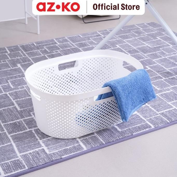 

Terlaris Azko Stora 58X37.5X26.5 Cm Keranjang Laundry Oval Tempat Baju Pakaian Kotor Wadah Cucian Laundry Basket Perlengkapan Rumah Tangga - Putih