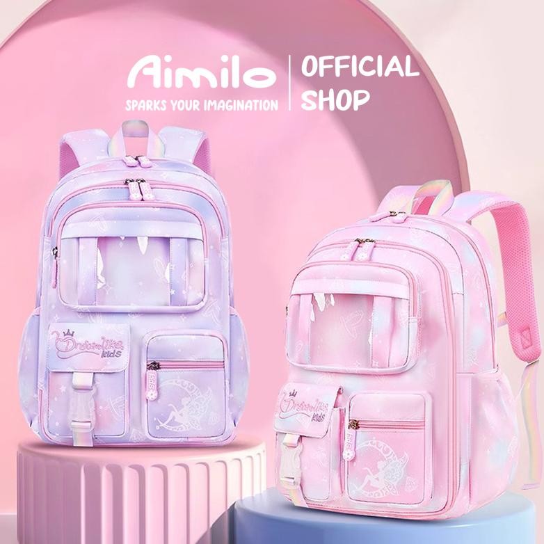 [Ready] Aimilo Tas Sekolah Perempuan Tas Sekolah Anak Sd&Smp Tas Ransel Kapasitas Besar Tahan Air Ka