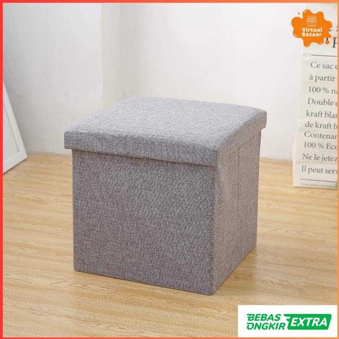 

Terlaris Box Sofa Kursi Kotak Penyimpanan Barang Foldable Storage Abu-Abu Gray