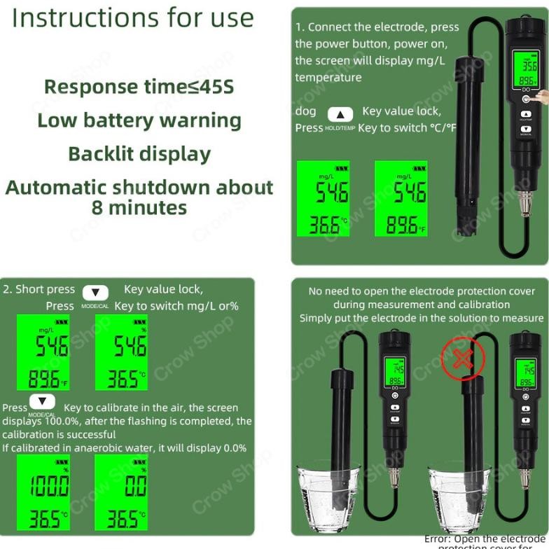 Carlosmomok12 Do Meter Oksigen Air Dissolved Oxygen Meter Do9100 Do Tester Oksigen Water Air Disolve