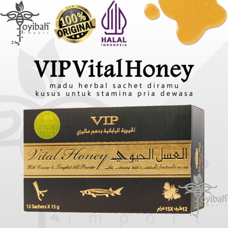 Vip Vital Honey Original 100% [1 Box Isi 12 Sachet/15G] Madu Kuat Pria Asli Etumax Royal Honey Gerce
