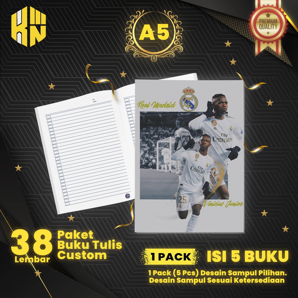 

KEN.IND - BUKU TULIS SEKOLAH CUSTOM SEPAK BOLA VINICIUS JR BERGARIS 38 LEMBAR 1 PAK ISI 5 BUKU/ BUKU TULIS ANIME/ BUKU AESTHETIC/ BUKU CATATAN