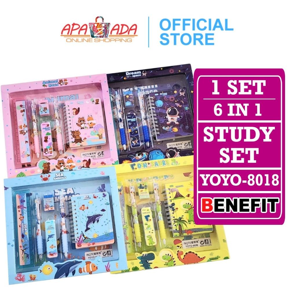

Apazada - Stationery Set Isi 6 / Study Set YOYO-8018 / Set Perlengkapan Alat Tulis 6 in 1