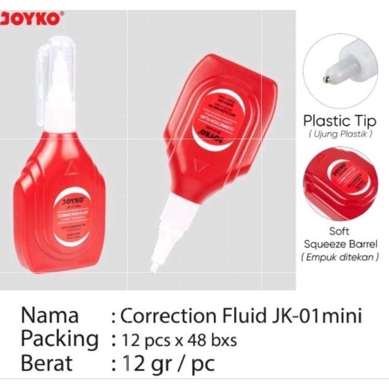 

Correction Fluid/Tipe-x Cair Joyko Jk-01 Mini ( 1pak/12pcs )