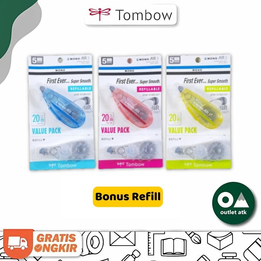 

Tombow Correction Tape Mono Air 5 5mm x 20m with Refill - Tipex Pita Kertas Sama Isi