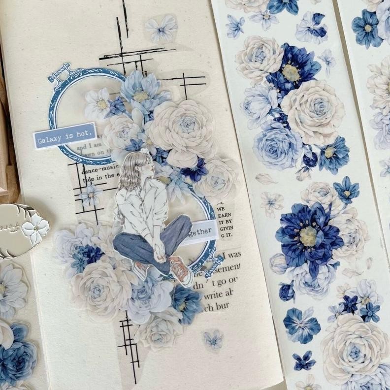 

Yi Er Washi and PET Tape - Dark Blue Flower / Cloud and Mist / Continuous Mist / Pink Dairy / Quiet Time / Chrysanthemum AST