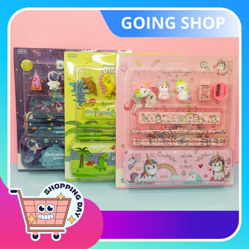 

[ GS ] STATIONARY PENSIL SET LENGKAP KOTAK PENSIL PENGGARIS PENGHAPUS KARAKTER
