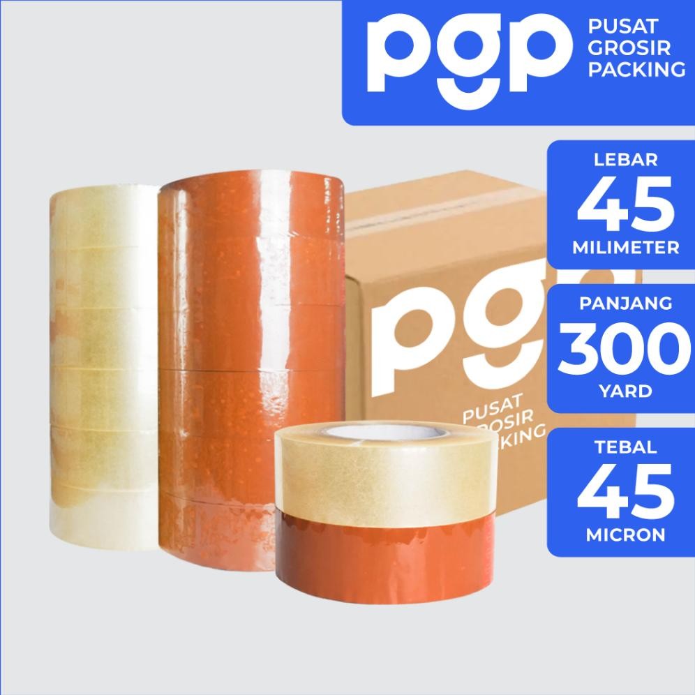 

Lakban Bening / Cokelat 45mm x 300 Yard | 1 Dus Isi 36 Pcs/Roll | OPP Tape 2 Inch 300Y | Lakban Murah Berkualitas AST