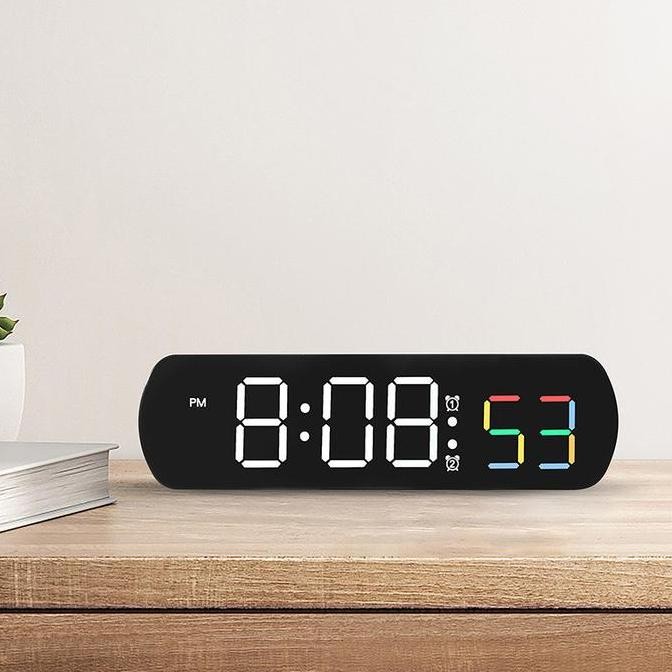

Jam alarm dinding 6639/ Jam dinding digital LED / Waku Table Clock LED Jam Meja Digital Smart Alarm Biru Lampu Plastik Putih MS