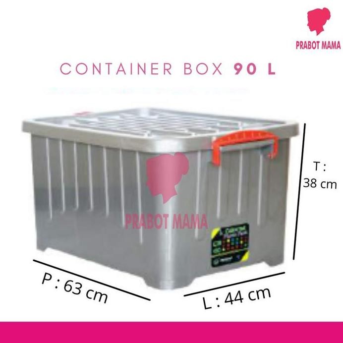 

Terlaris Prabotmama Container Box 60 Liter 90 Liter Besar Dengan Roda / Kotak Tempat Penyimpanan Serbaguna