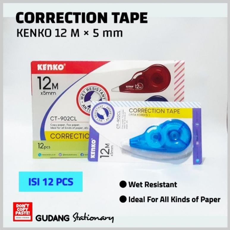 

Correction Tape 12 M 5 mm KENKO [ isi 12 pcs ]