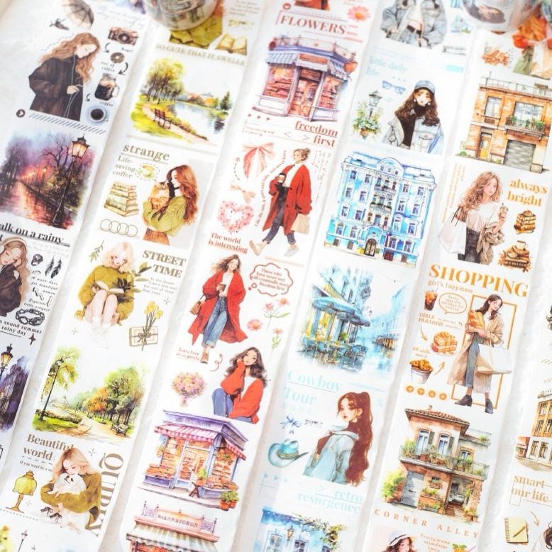 

(1EB) washi tape selotip daily life perempuan cafe jalan girl street journaling AST