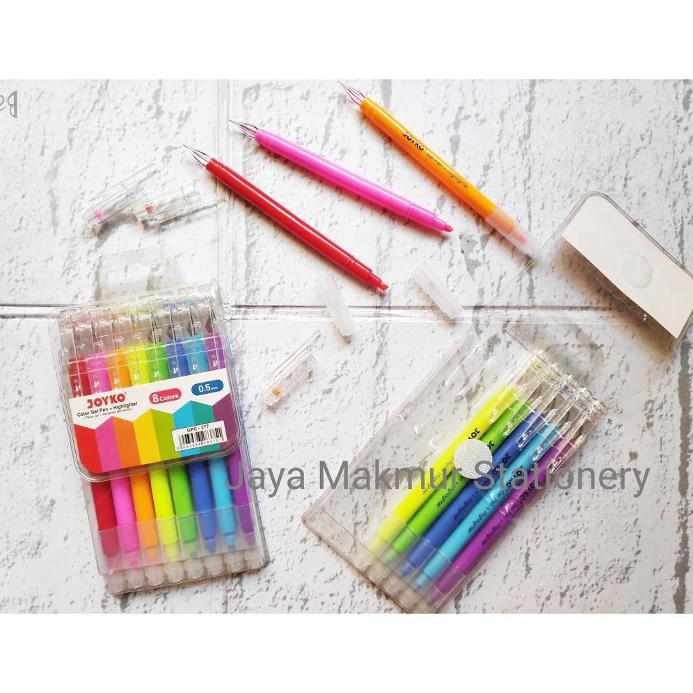 

Pen gel + highlighter joyko set 8 warna 0.5 mm GPC-277