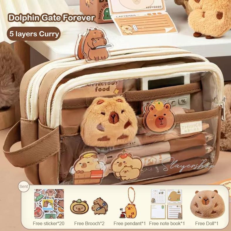 

Capybara Tempat alat tulis kotak pensil aesthetic Tas PenaTempat Pencil Tas Pensil kapasitas besar AST