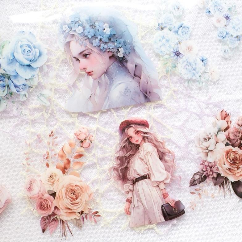

(1EE) washi tape selotip transparan wanita perempuan cantik beautiful woman lady journaling AST