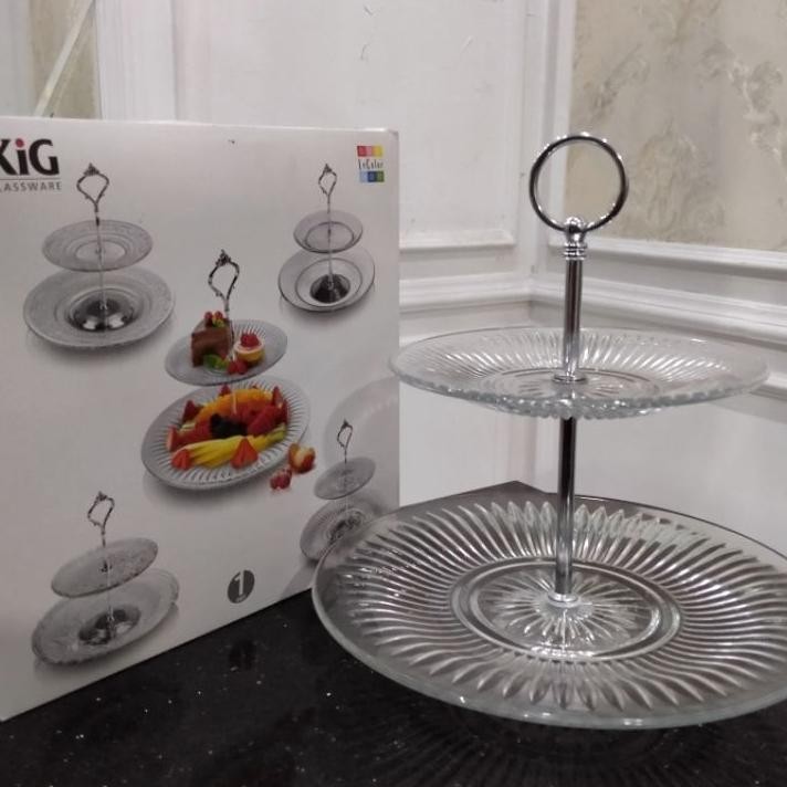 Piring Kue Kaca Hh Tea Set Kle Color Piring Saji Kue Kaca 2 Tingkat Piring Penyaji Kue Hh Tea Kaca 2