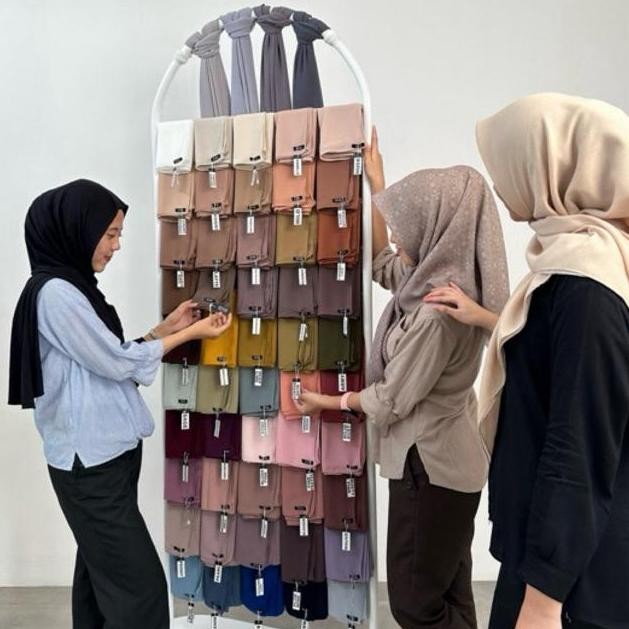 New Ziya Hijab - Pashmina Instan Inner 2In1 Ceruty Babydoll Premium Kerudung Syal Pasmina Hitam Jilb
