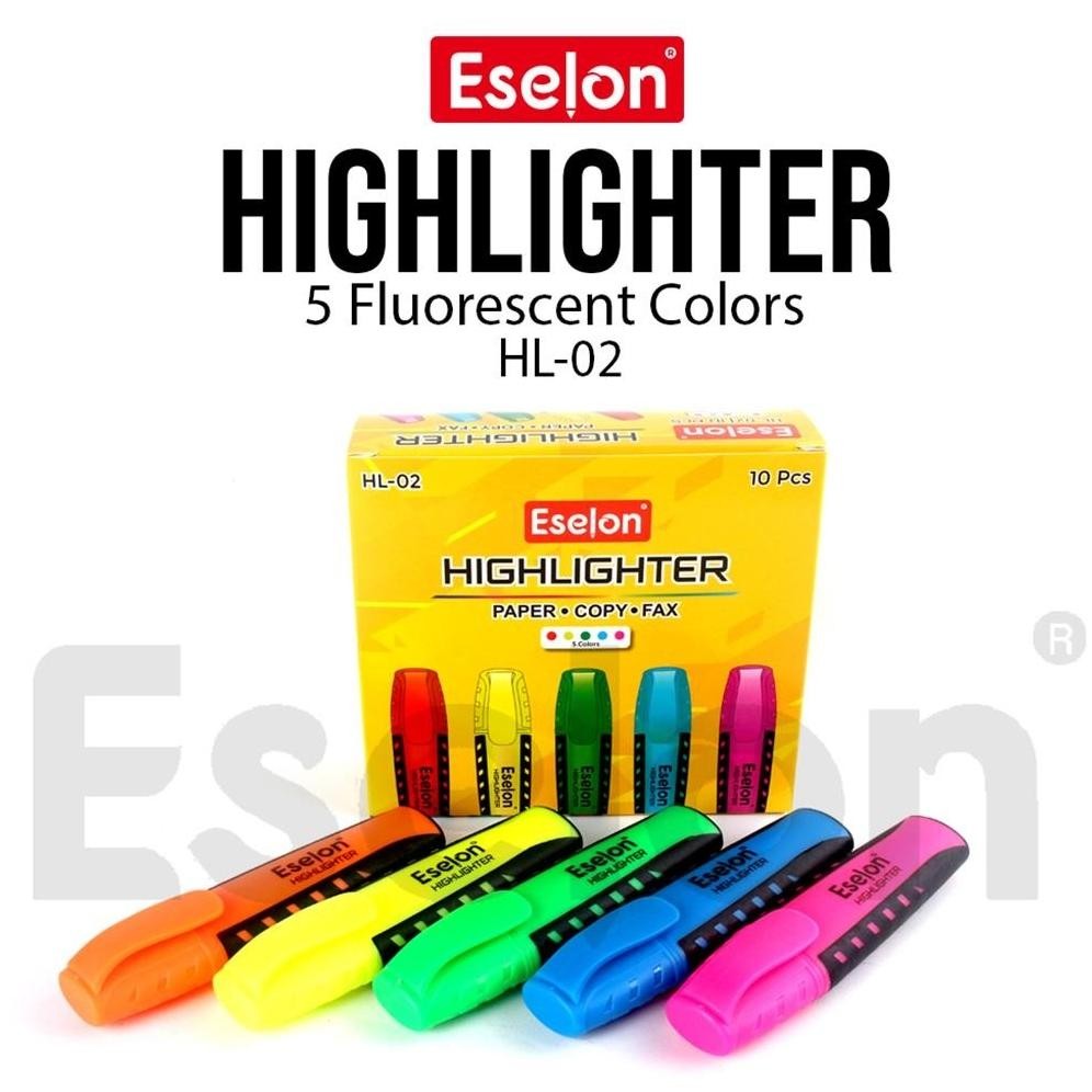 

[ES.JKT]10pcs Highlighter Fluorescent Eselon HL02 / 1pack Highlighter Penanda / Stabilo