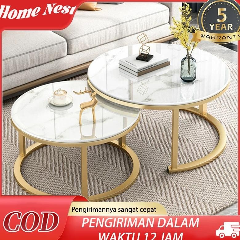 Meja Kopi Modern Bulat & Kotak - Desain Minimalis, Cocok untuk Ruang Tamu Kecil & Besar - Bahan Berk