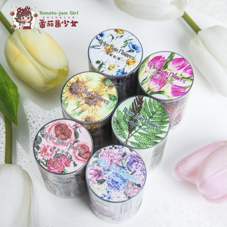 

(7D) washi tape selotip transparan bunga cantik tulisan word journaling AST