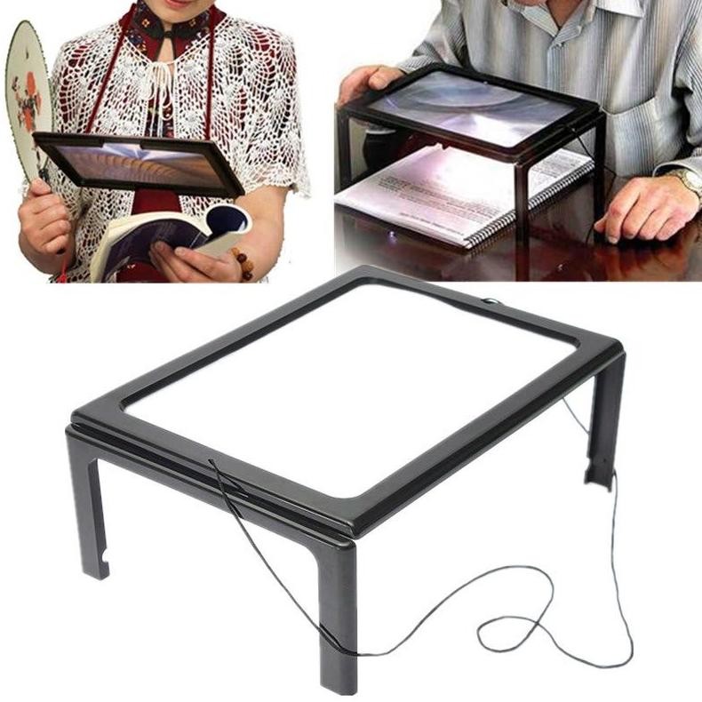 

NEWACALOX Kaca Pembesar Bentuk Meja untuk Baca Magnifier with 4 LED 3X - HL-A4 AST