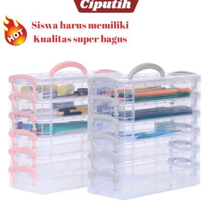 

6pcs Kotak Pensil Kapasitas Besar, Kotak Penyimpanan Perlengkapan Kantor, Kotak Penyimpanan Pensil Lukis Kuas, Wadah Pena Cat Air, Alat Gambar (6 Paket Bening) AST