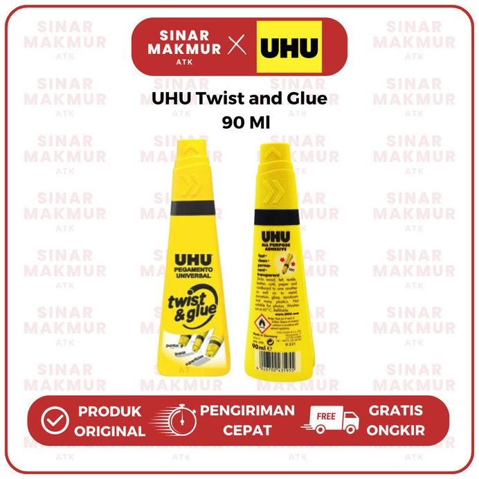 

Twist & Glue/Lem Cair/Lem Kertas/All Purpose Glue Besar 90ml UHU (Pcs) AST