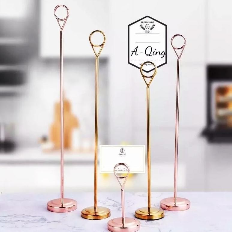 

25 cm Table Number Stand Stainless Tiang Nomor Meja Tatakan Holder Foto Price Tag Menu Stand AST