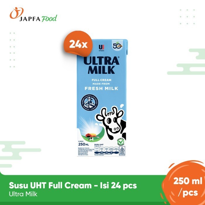 

Ultra Milk UHT Full Cream 250ml - Isi 24 pcs / 1 Karton