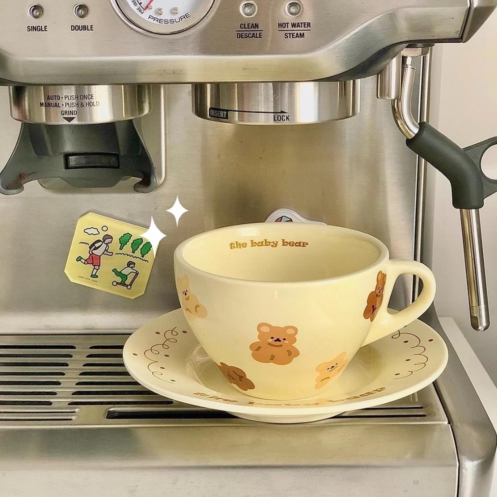 HIYURI Piring Makan Set Motif Beruang/piring makan keramik/piring makan motif/piring makan aesthetic