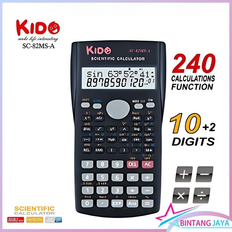 

Kalkulator Sekolah Scientific KIDO SC-82MS-A 10 Digit - Calculator Ilmiah Ujian Sin Cos Tan AST